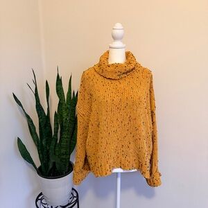 POL | Oversized Yellow Confetti Knit Cowl Neck Sweater